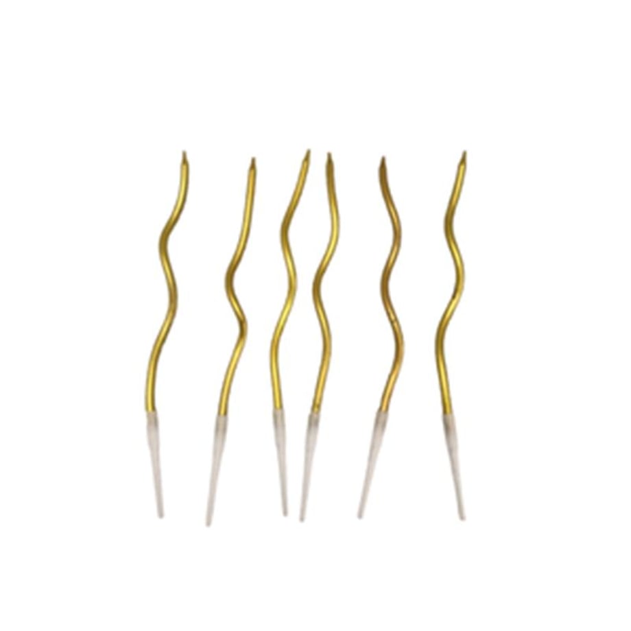 İthal Spiral (Burgulu) Mum Altın 6 Lı   (15 Cm)