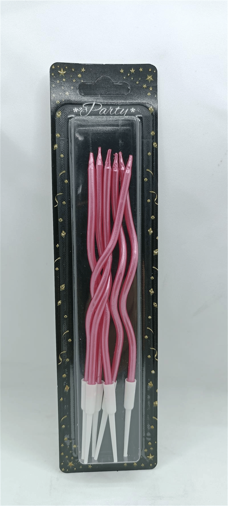 İthal Spiral (Burgulu) Mum Pembe 6 Lı   (15 Cm)