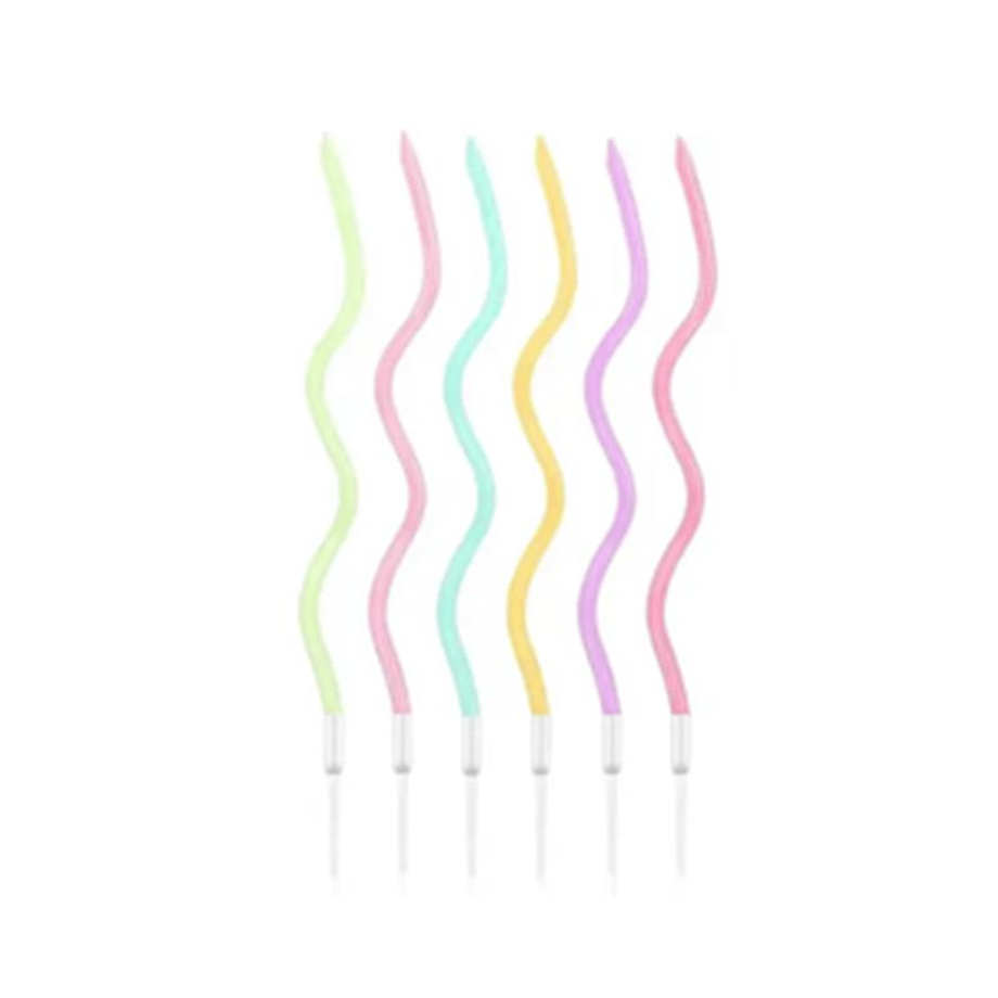 İthal Spiral (Burgulu) Mum Rainbow 6 Lı  (15 Cm)