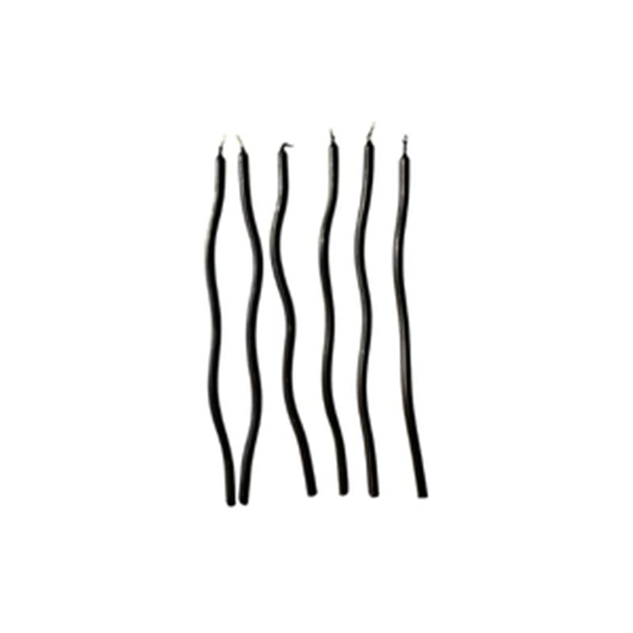 İthal Spiral (Burgulu) Mum Siyah 6 Lı   (15 Cm)