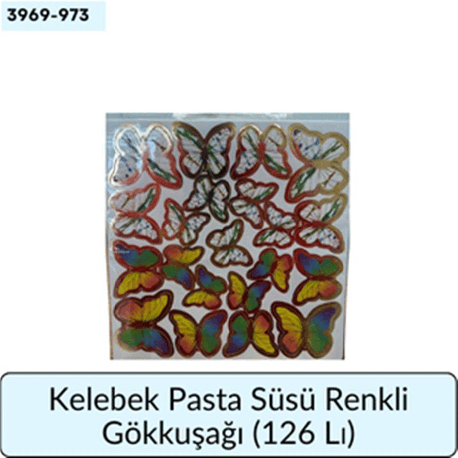 Kelebek Pasta Süsü Renkli Gökkuşağı   (126 Lı)