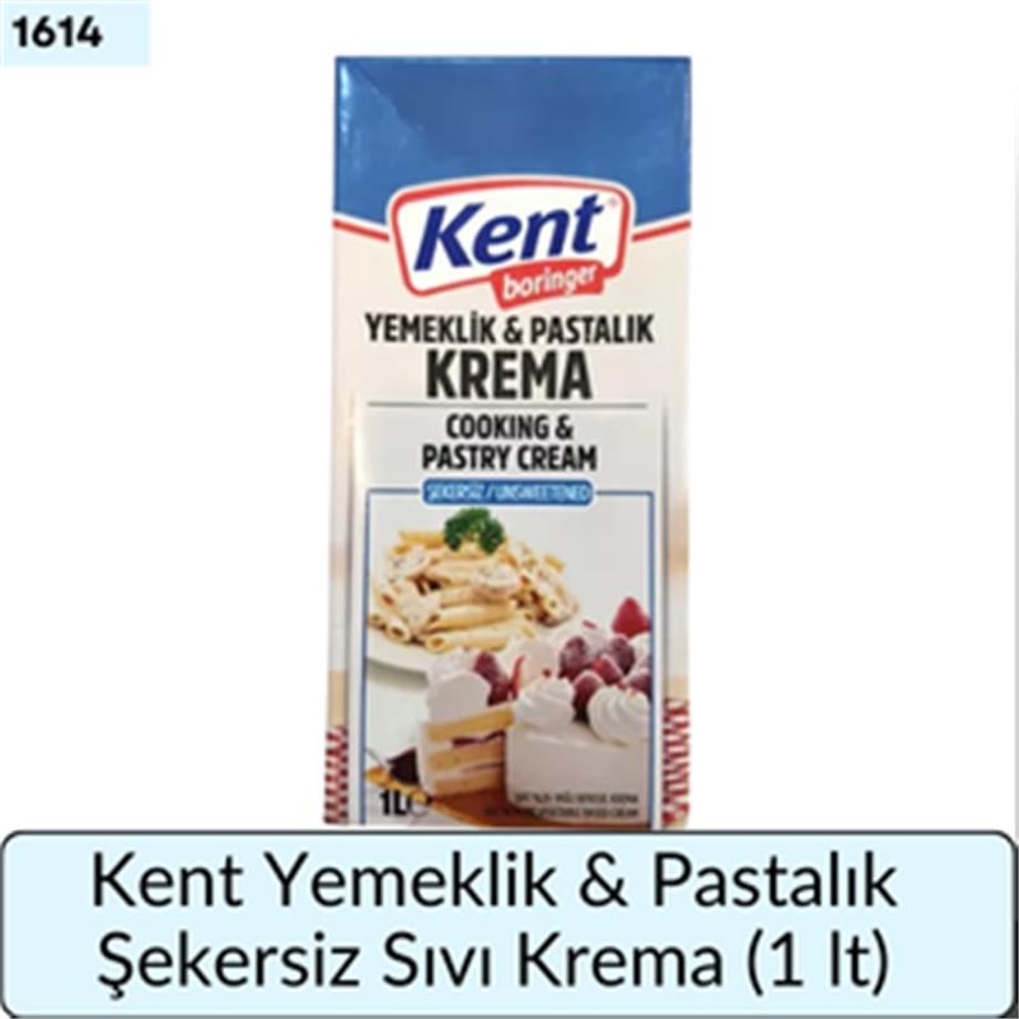 Kent Yemeklik Pastalık Şekersiz Sıvı Krema  (1 Lt)
