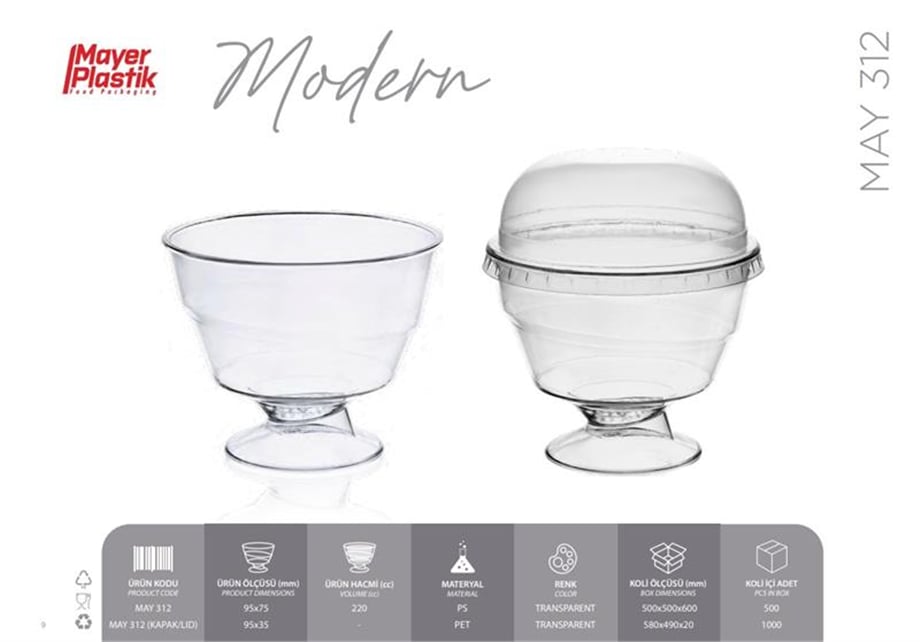 Mayer May 312 Ayaklı Magnolya Kabı   (220 Cc)