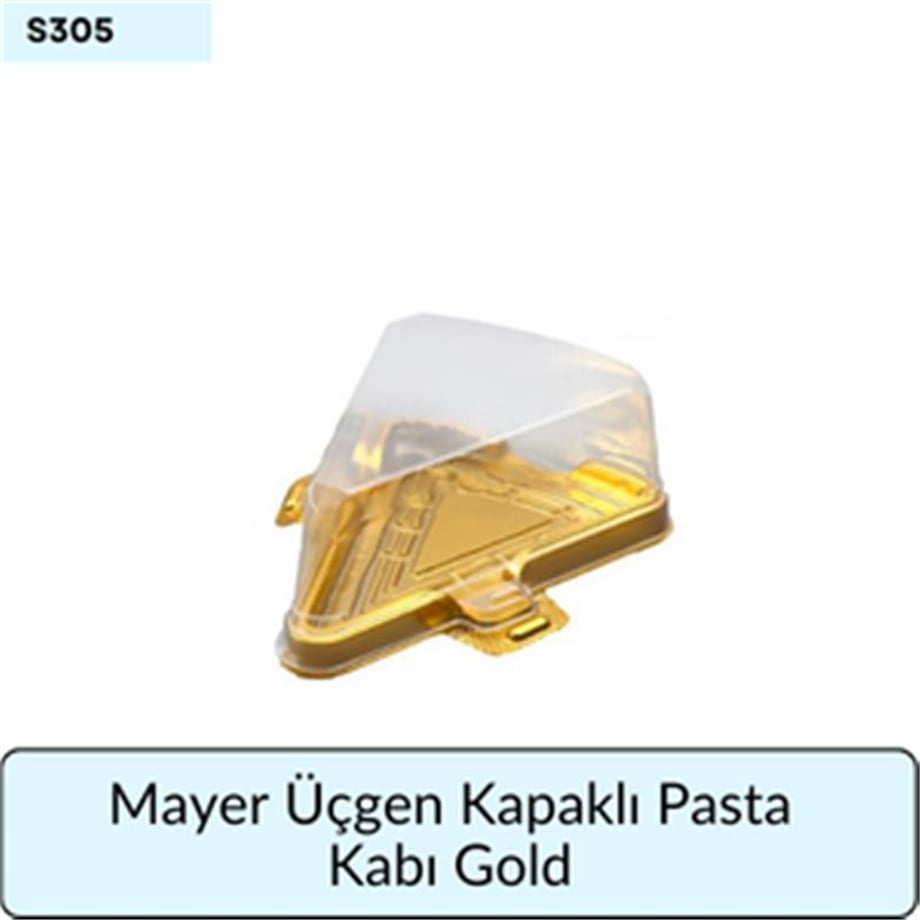 Mayer Üçgen Kapaklı Pasta Kabı Gold
