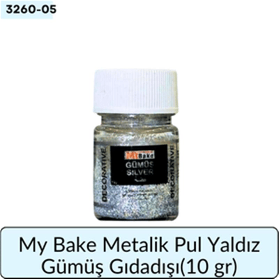My Bake Metalik Pul Yaldız Gümüş Gıdadışı  (10 Gr)