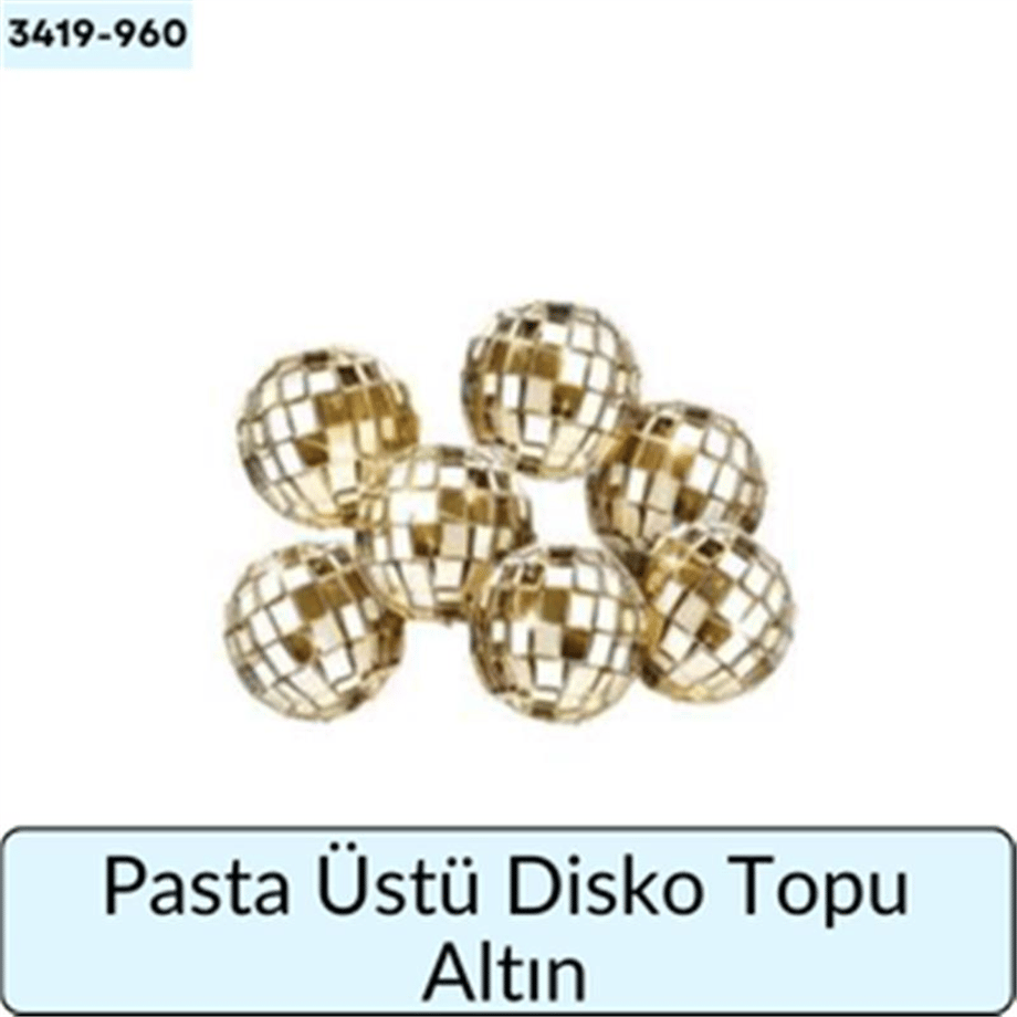Pasta Üstü Disko Topu Altın