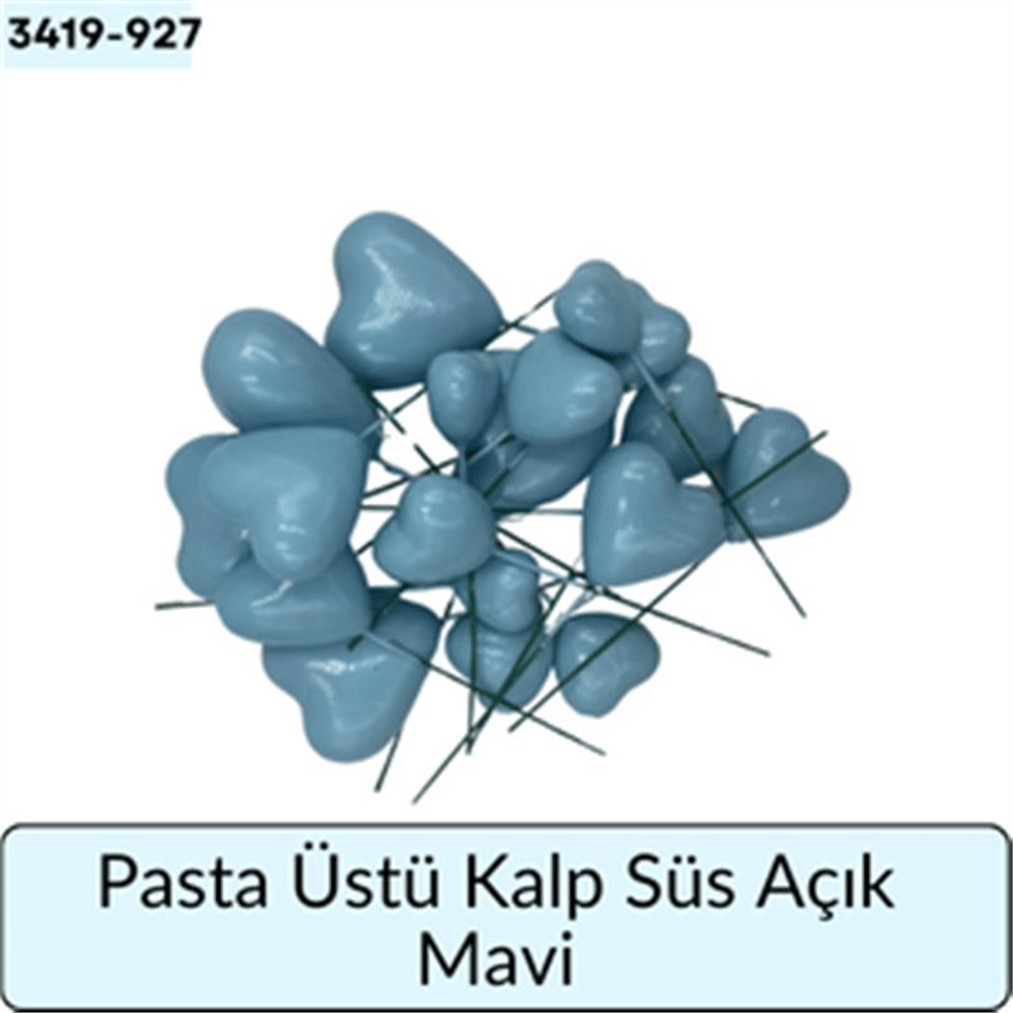 Pasta Üstü Kalp Süs Açık Mavi