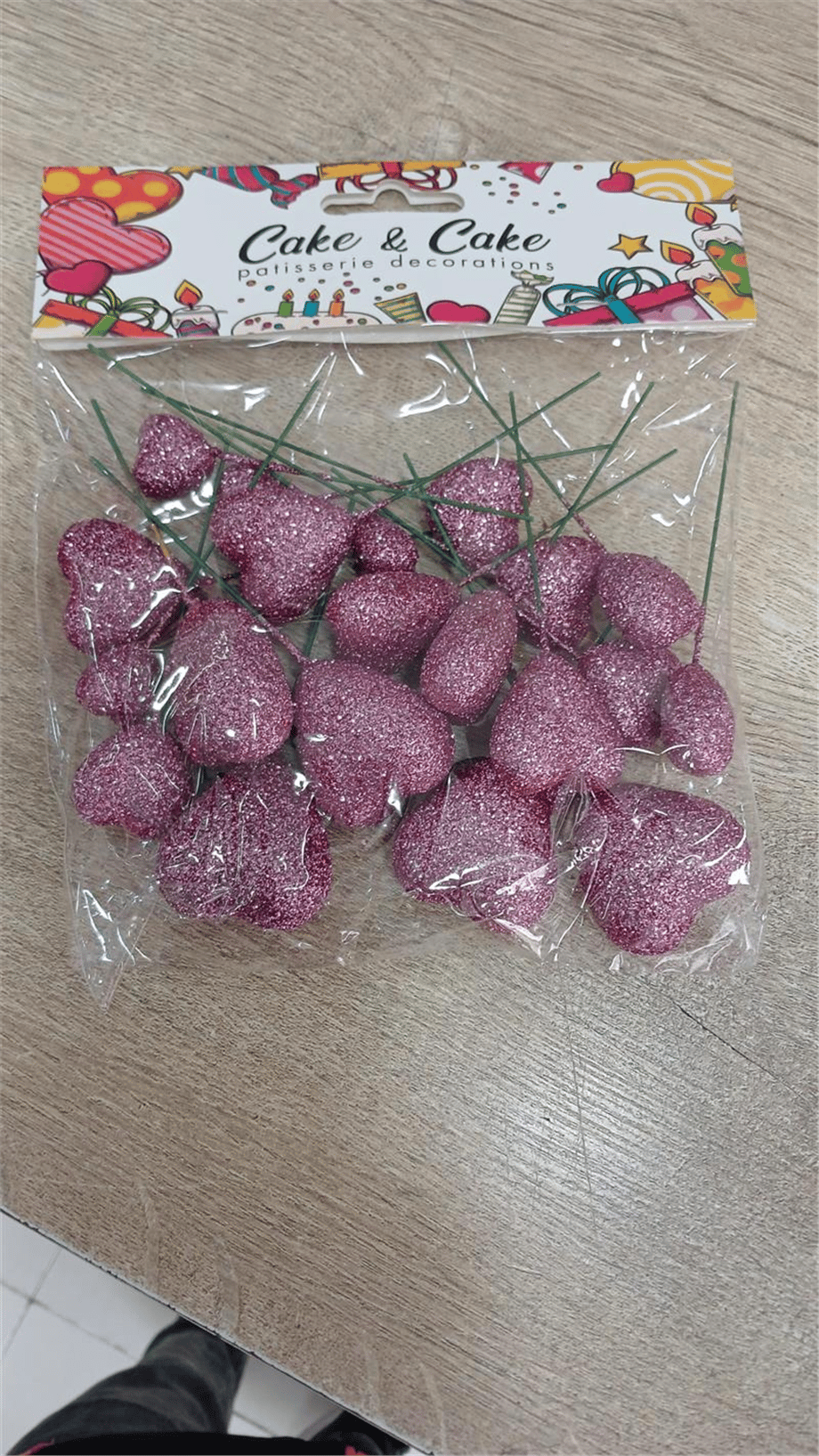 Pasta Üstü Kalp Süs Simli Bordo