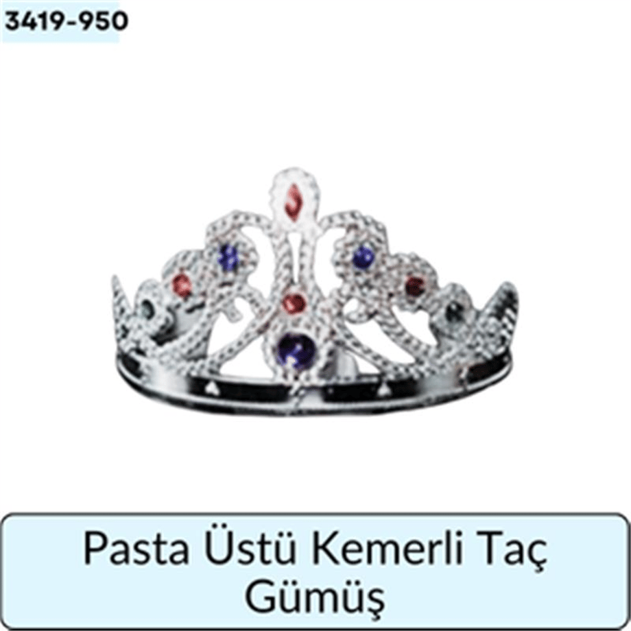 Pasta Üstü Kemerli Taç Gümüş