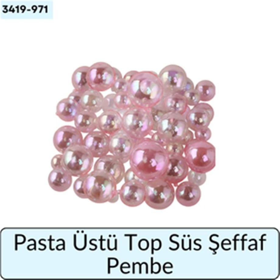 Pasta Üstü Top Süs Şeffaf Pembe