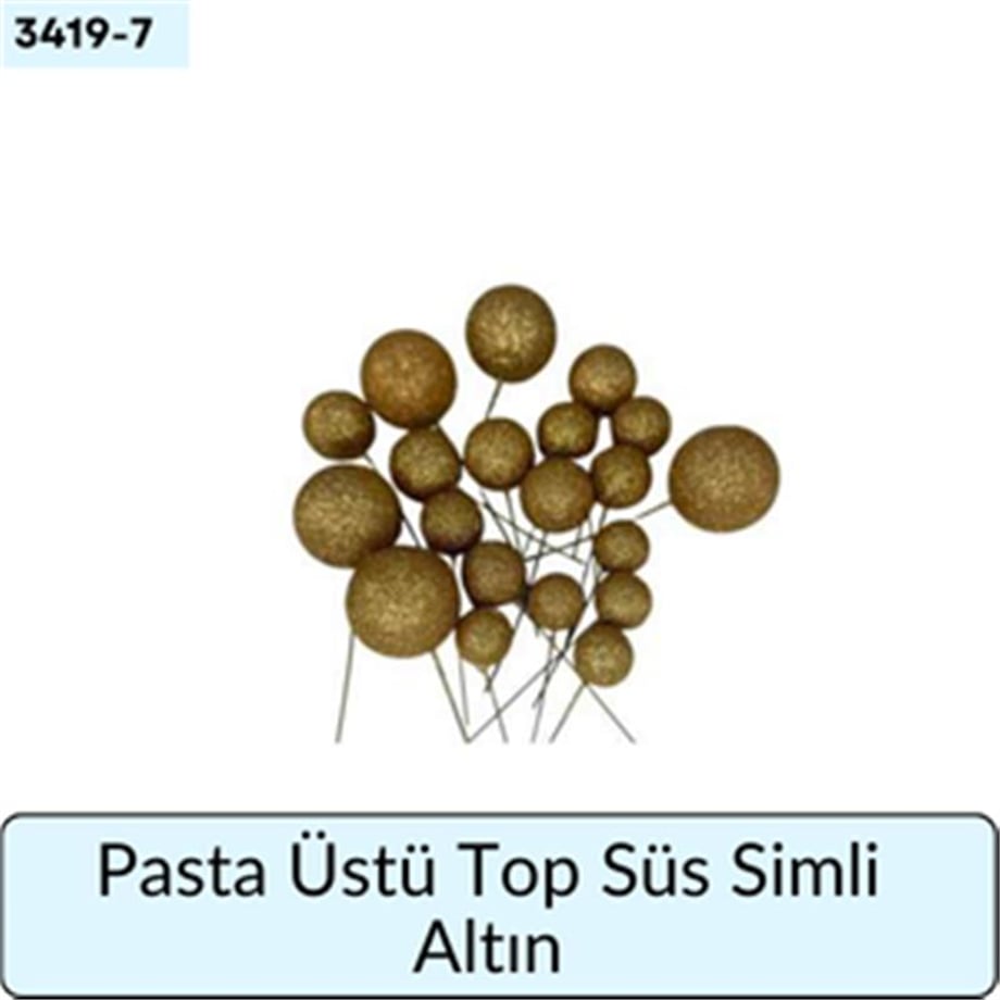 Pasta Üstü Top Süs Simli Altın