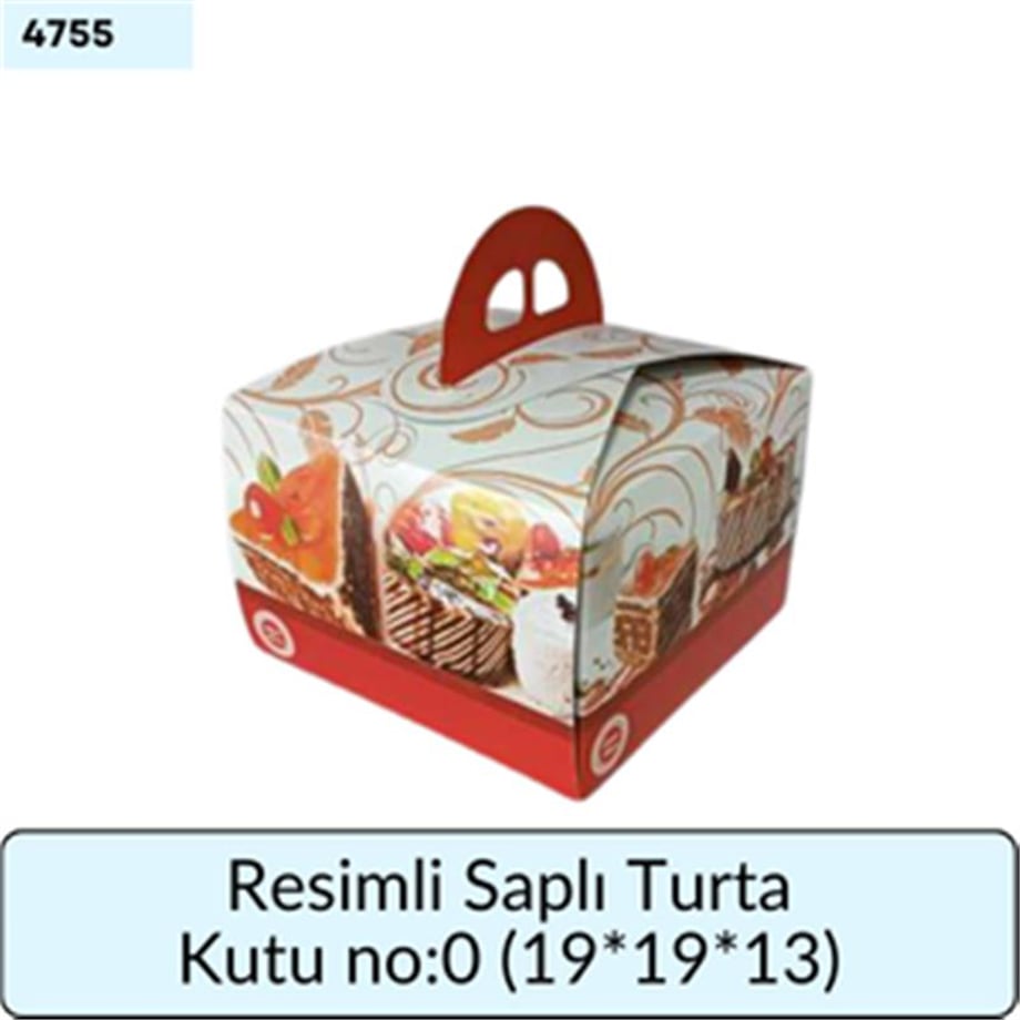 RESİMLİ SAPLI Turta Kutu 0 No (19*19*13)