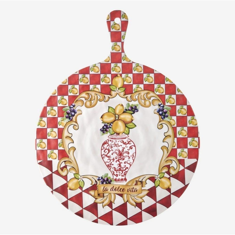 CAPRİ KIRMIZI VAZO DESENLİ KESME TAHTASI 41 CM