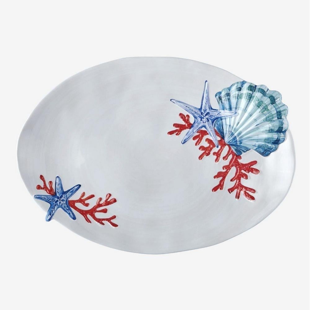 CORAL WHITE OVAL SERVING PLATE 43 CM