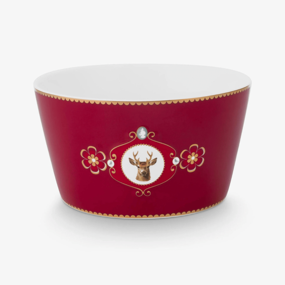 KIRMIZI PORSELEN GEYİKLİ KASE 15 CM