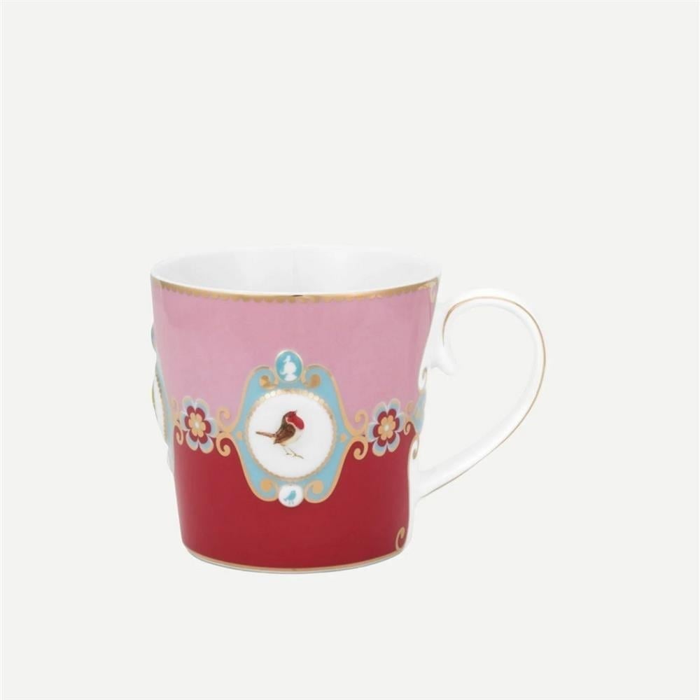 LOVE BIRDS KIRMIZI PEMBE MADALYON DESENLİ MUG 250 ML