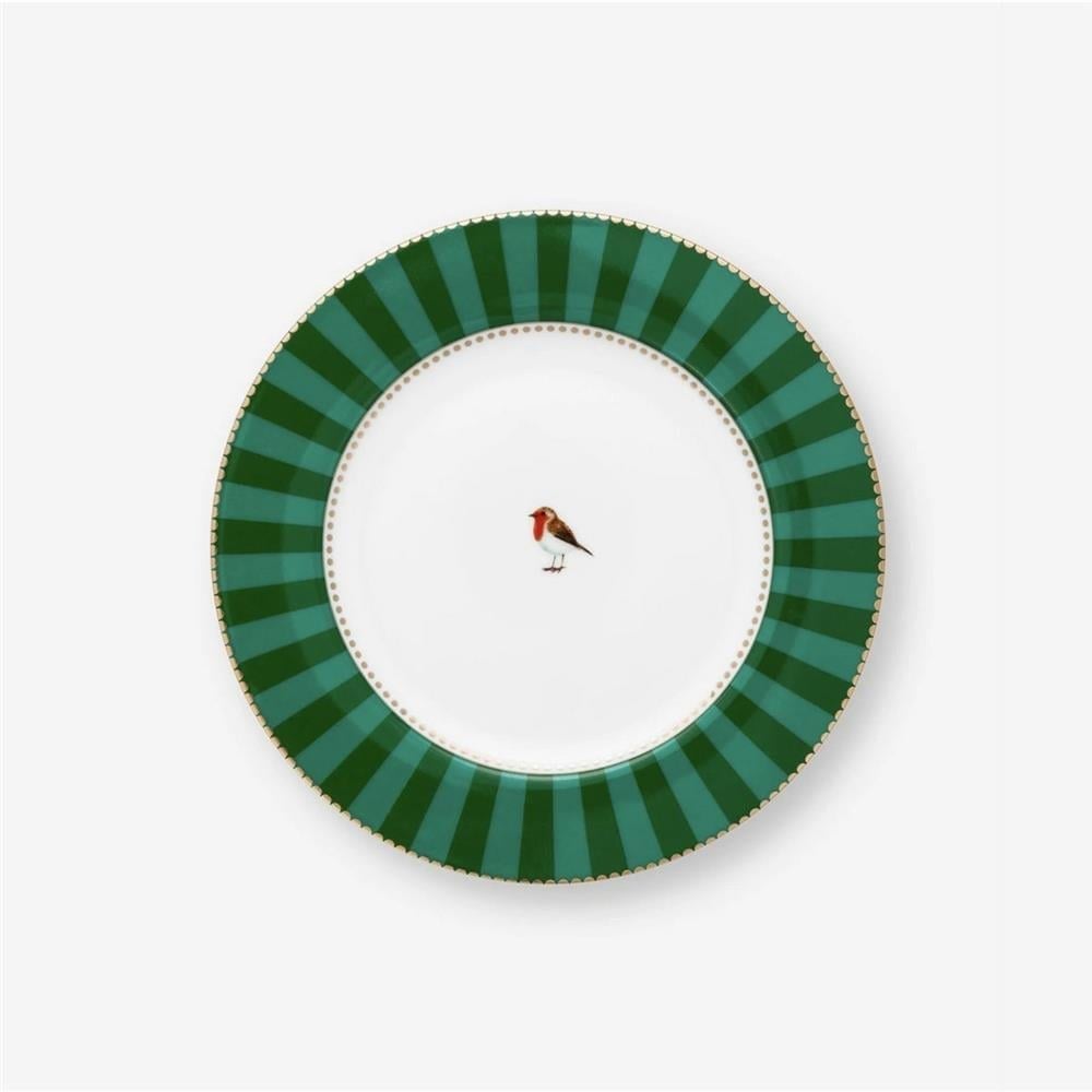LOVE BIRDS YEŞİL ÇİZGİLİ TABAK 17 CM