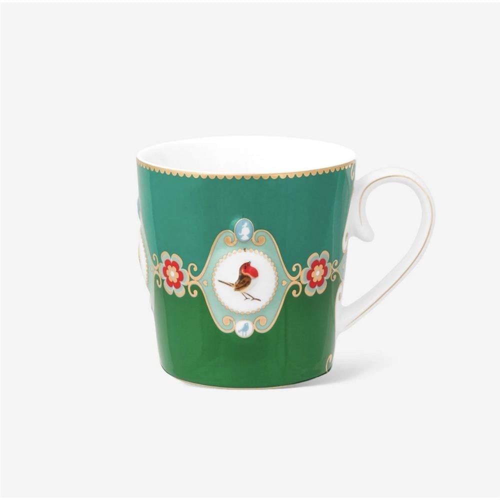 LOVE BIRDS YEŞİL RENKLİ MADALYON DESENLİ MUG 250 ML