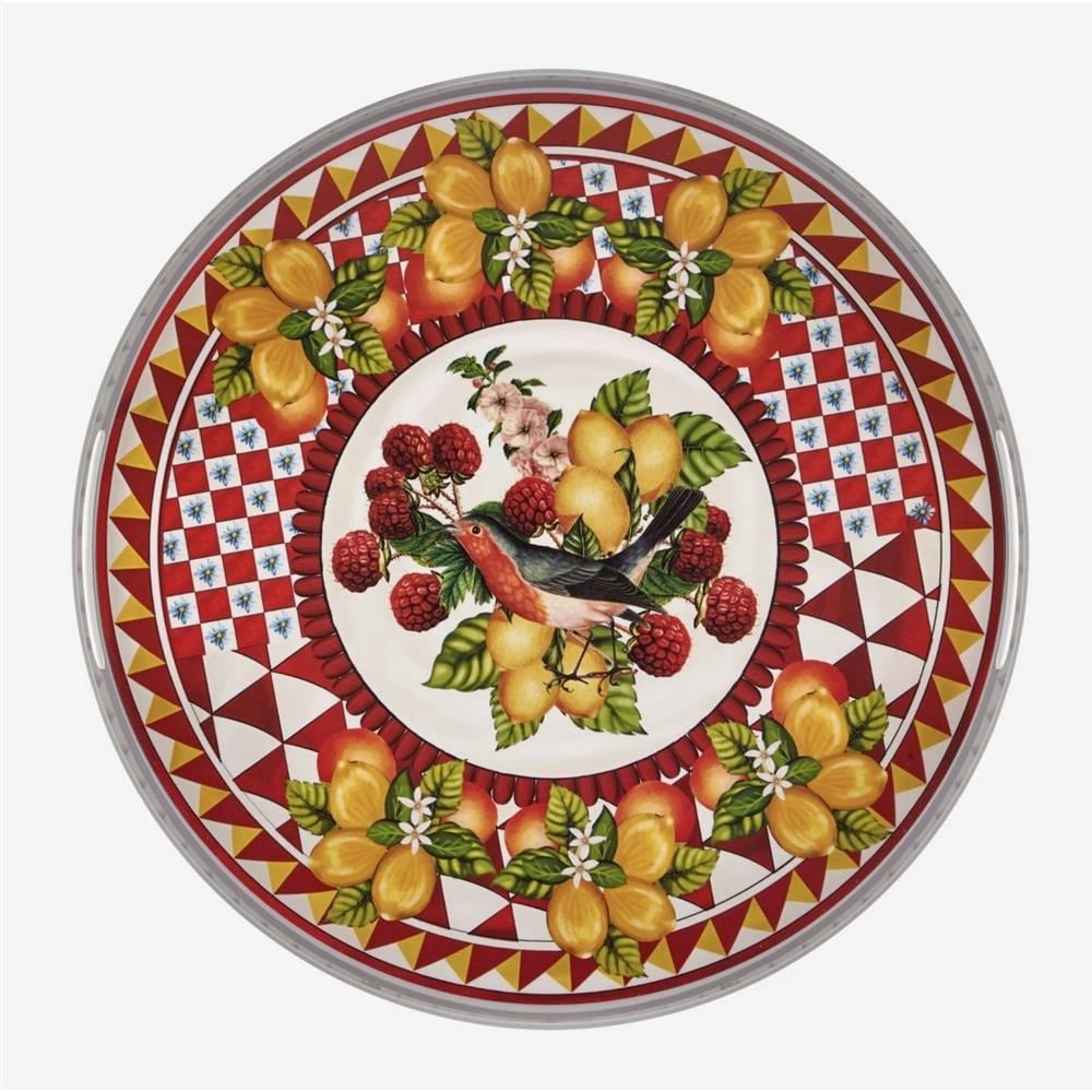 PORTOFINO KIRMIZI MEYVELİ YUVARLAK TEPSİ 40 CM
