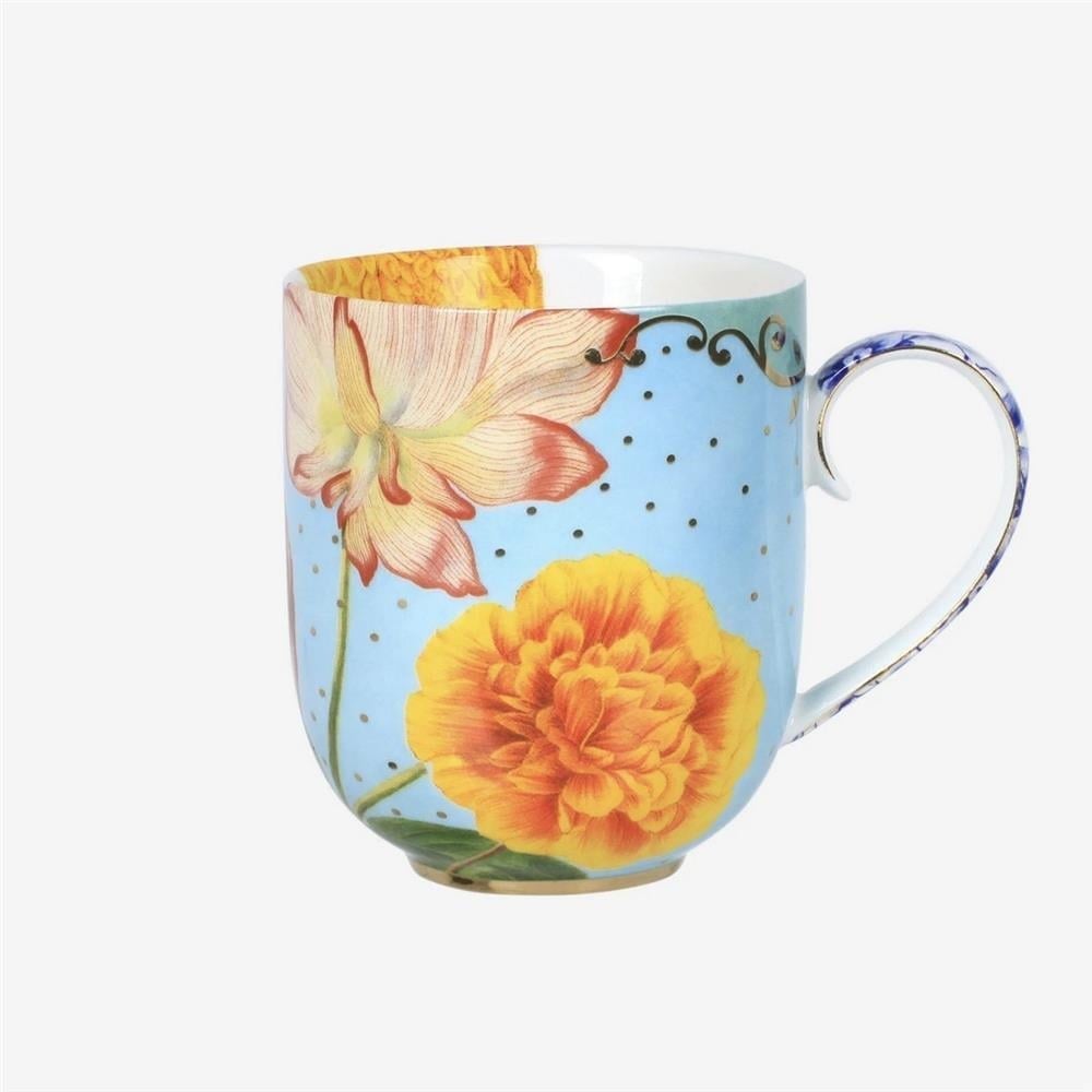 ROYAL MAVİ ÇİÇEK DESENLİ BÜYÜK MUG