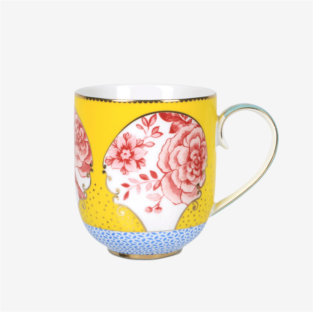 ROYAL SARI ÇİÇEK DESENLİ BÜYÜK MUG