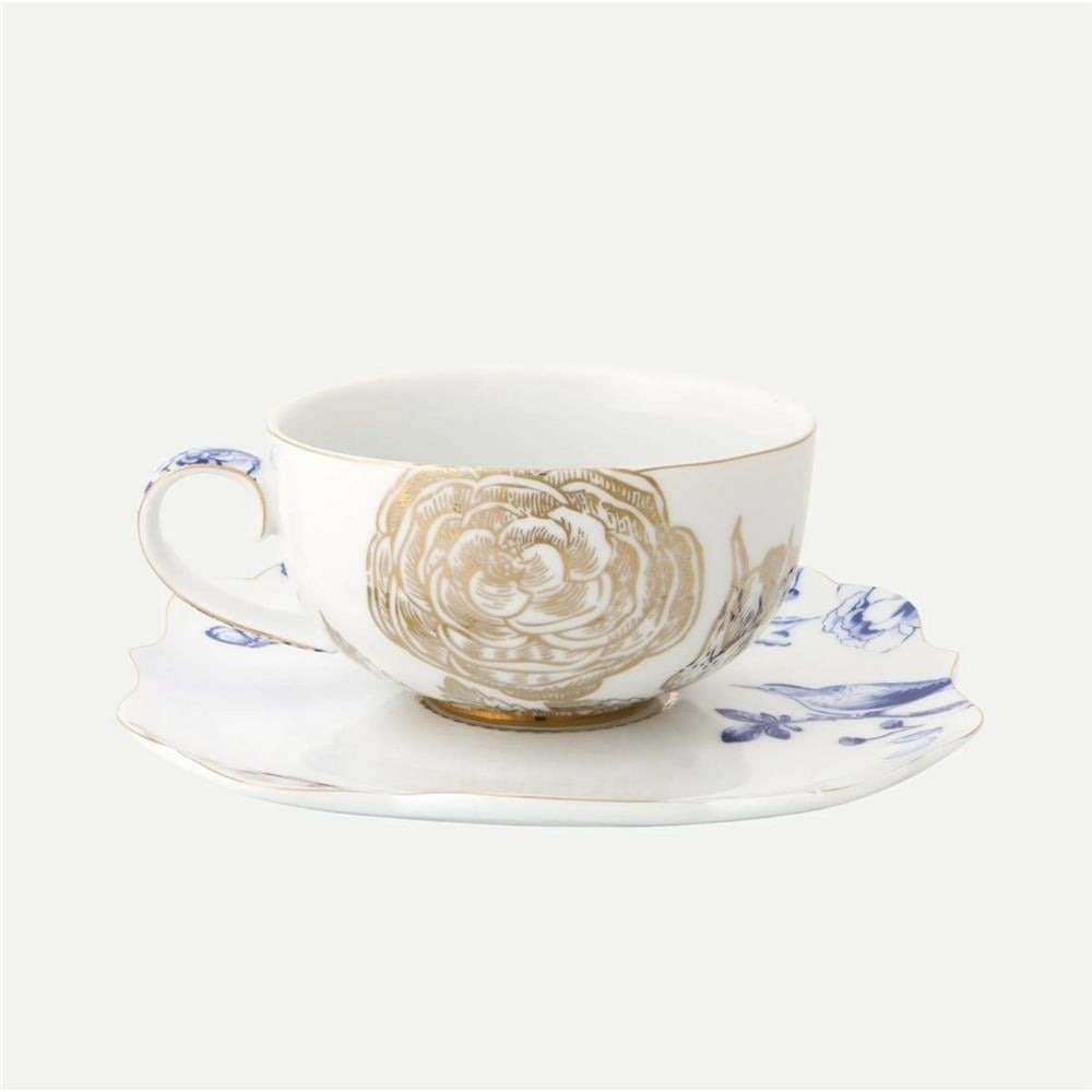ROYAL WHITE MAVİ BEYAZ PORSELEN ÇAY FİNCANI