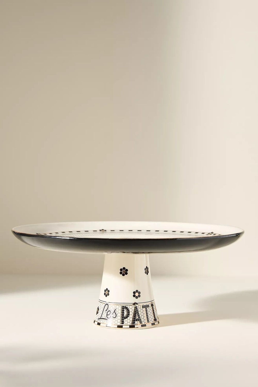 Bistro Tile Stoneware 24k Gold Accent Cake Stand
