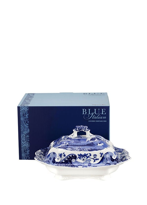 Blue Italian Kapaklı Porselen Sebze Servis Tabağı