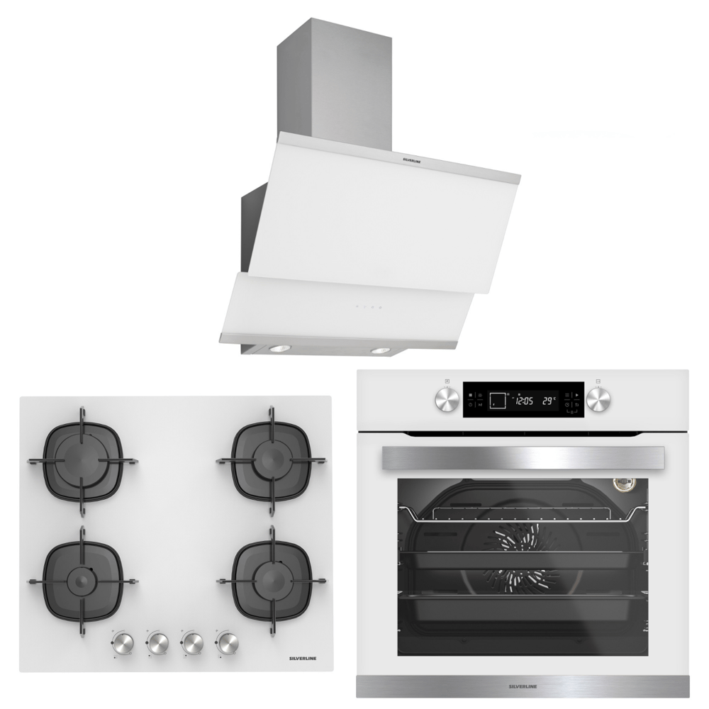 Silverline Beyaz Cam Ankastre Set BO65E5W01