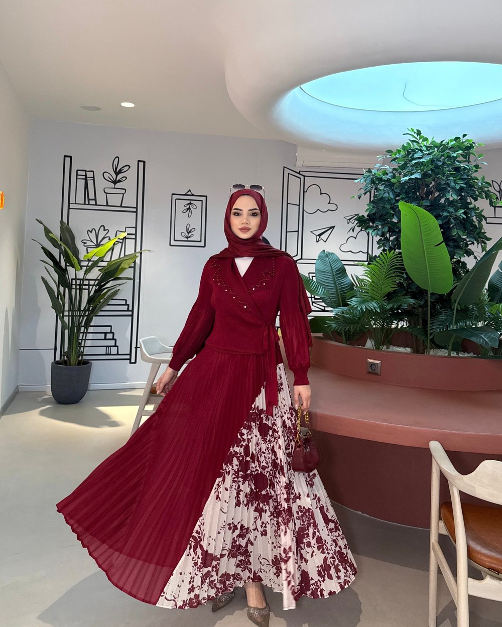 Layra 18 İthal Elbise | Bordo