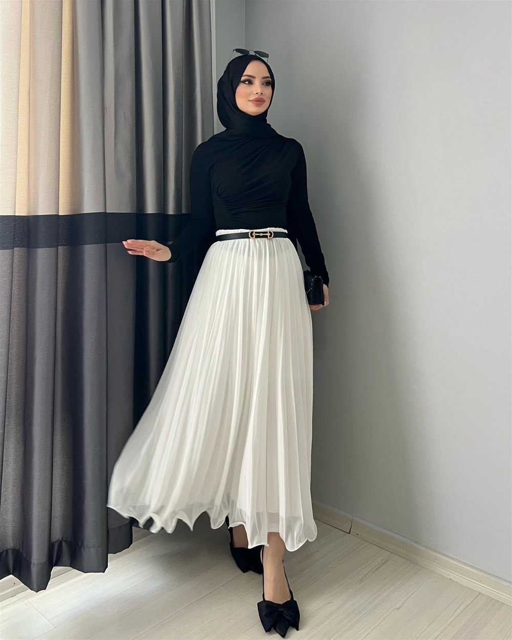 Piliseli Alya Etek | Beyaz