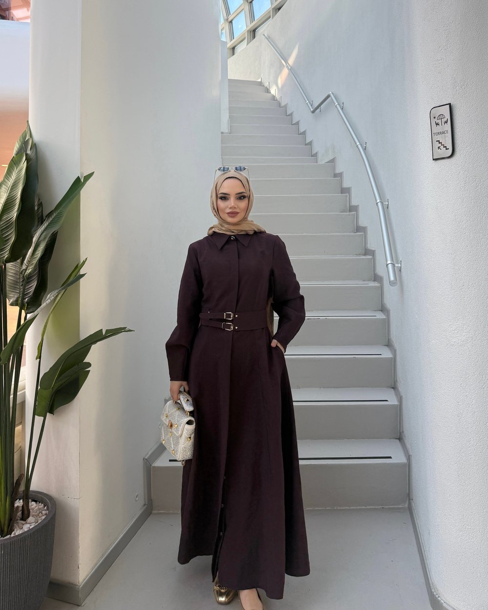 Sofia Tasarım Elbise | Mürdüm