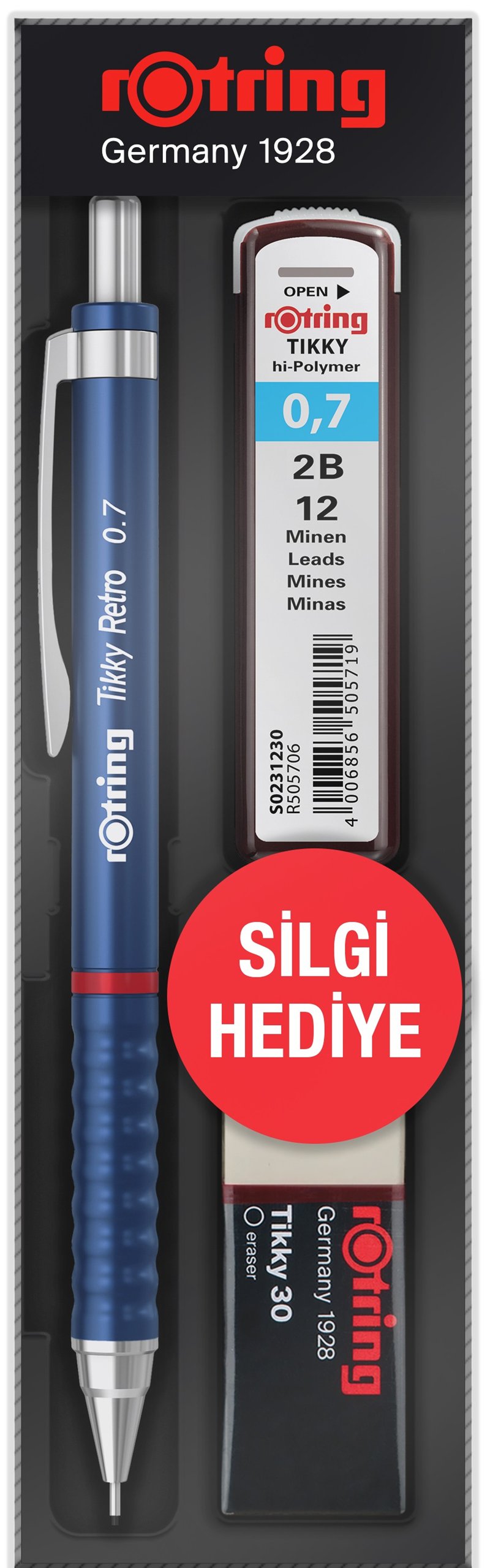 ROTRİNG VERSATİL KALEM TIKKY RETRO OKUL SETİ 0.7 MAVİ RO-RK07-MAVİ