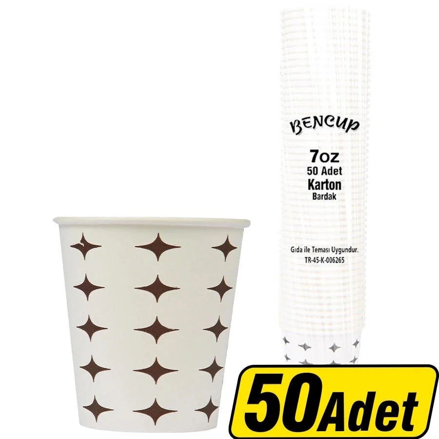 Bencup Karton Bardak Yıldız Desenli 7 oz 4.2gr 50'li 