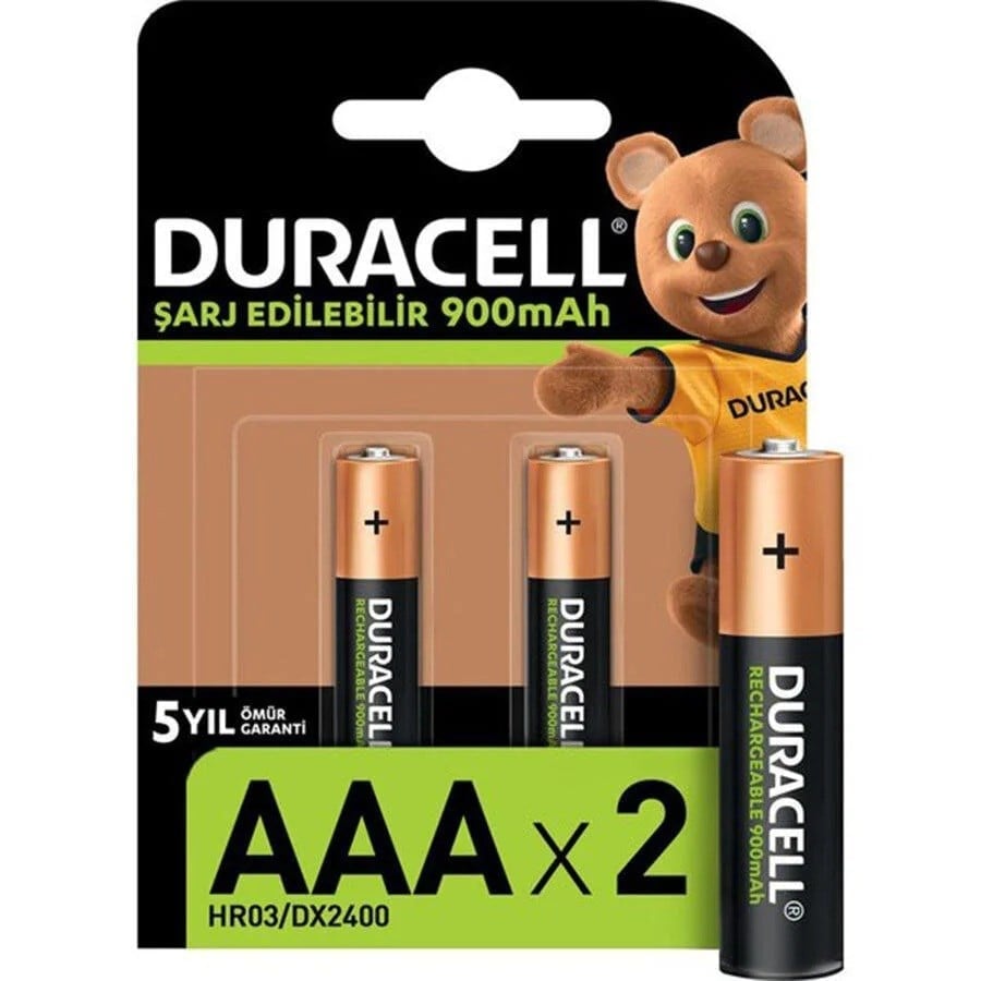 Duracell 900 mAh Şarjlı AAA İnce Kalem Pil 2'li Paket