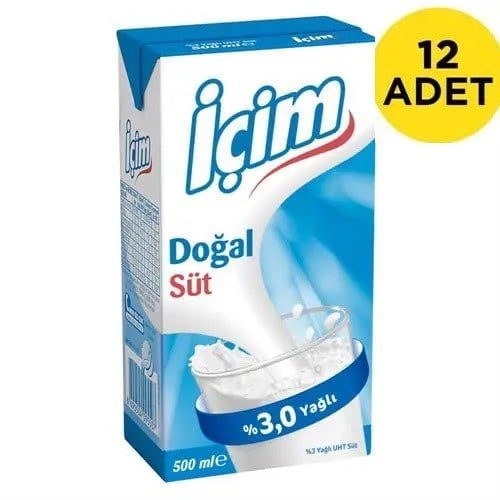İçim Tam Yağlı Süt 500 ml x 12 Adet