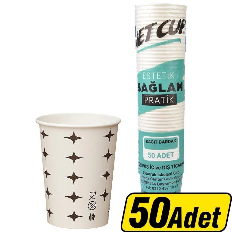 Netcup Karton Bardak Yıldız Desenli 7 oz 50'li