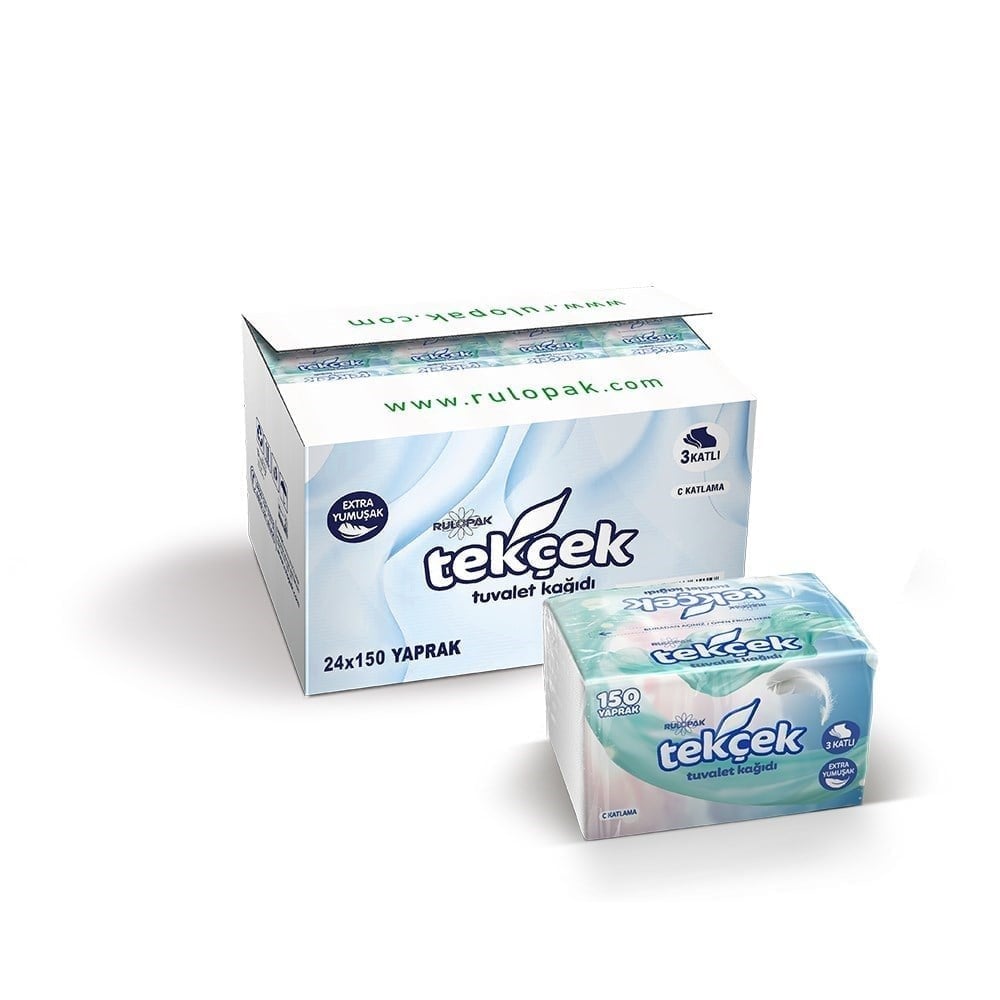Rulopak Tekçek Tuvalet Kağıdı Üç Katlı 150 Yaprak x 24 Paket