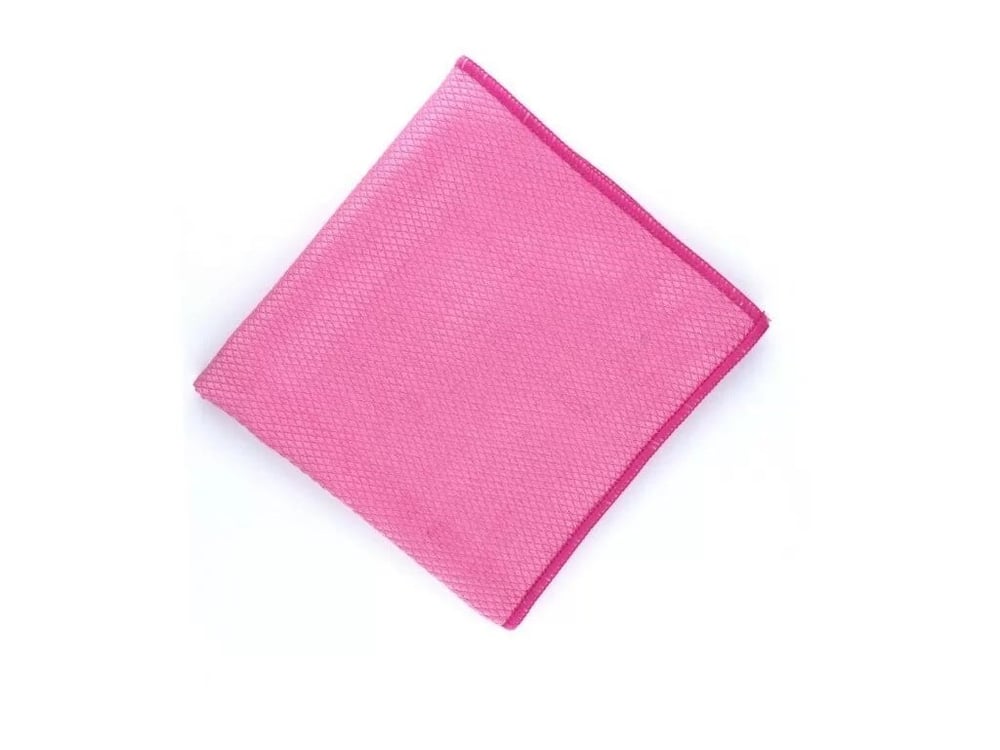 Silver Home Pembe Mikrofiber Baklava Desen Cam Bezi