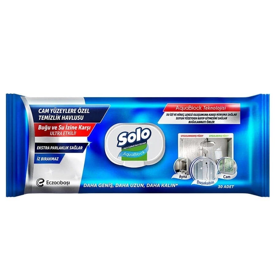 Solo Aquablock Cam Yüzeylere Özel Temizlik Havlusu 30 Yaprak
