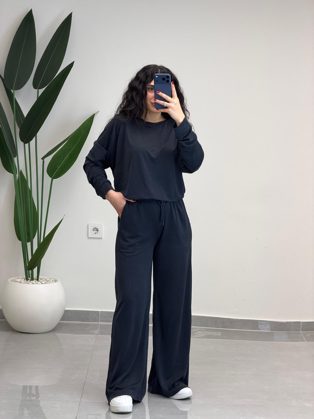 Modal Kumaş Sweat-Pantolon Takım Lacivert