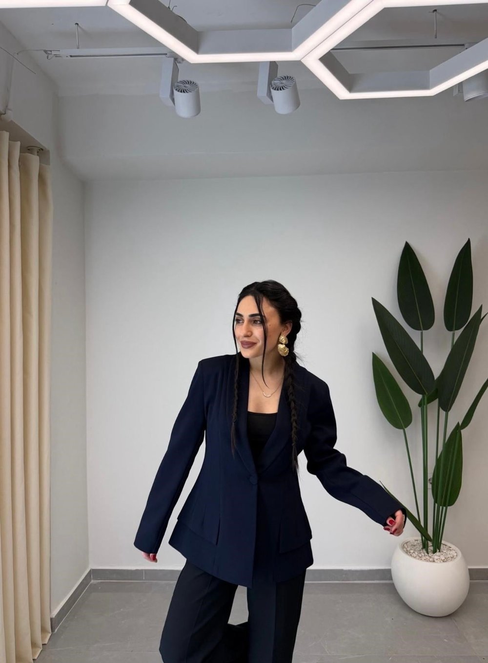 Tek Düğmeli Blazer Ceket Lacivert