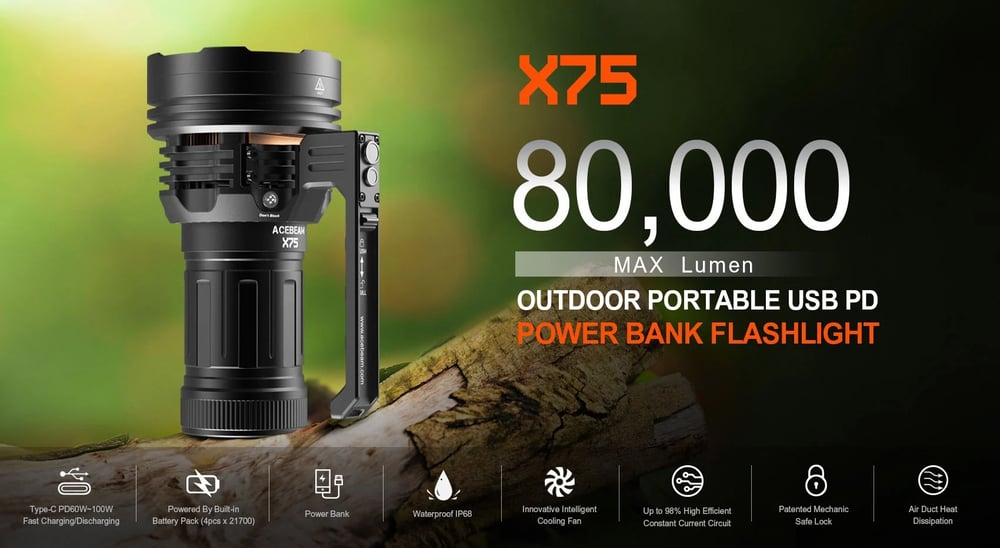AceBeam X75 80000 Lümen El Feneri