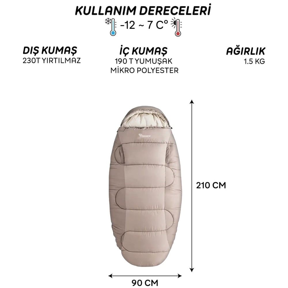FreeCamp Sleepwell 300 Uyku Tulumu-BEJ