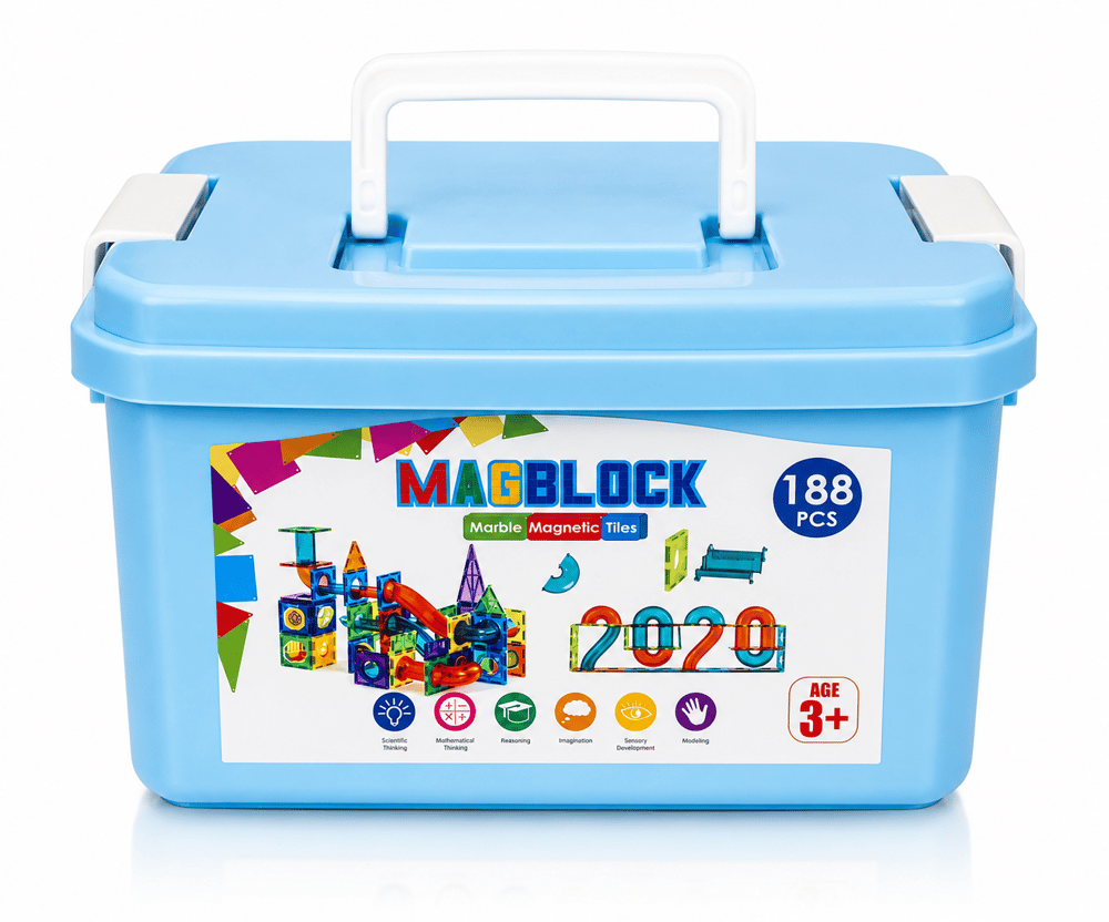 MagBlock 188 Parça Yapı Blokları ve Silindirler Manyetik Oyuncak Seti Saklama Kutulu - 5 Yıl Garanti - Eğitici Oyuncak