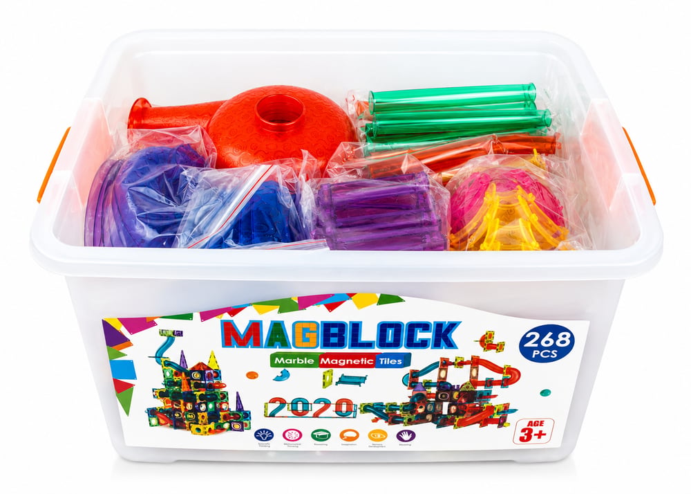 MagBlock 268 Parça Yapı Blokları ve Silindirler Manyetik Oyuncak Seti Saklama Kutulu - Eğitici Oyuncak - 5 Yıl Garanti