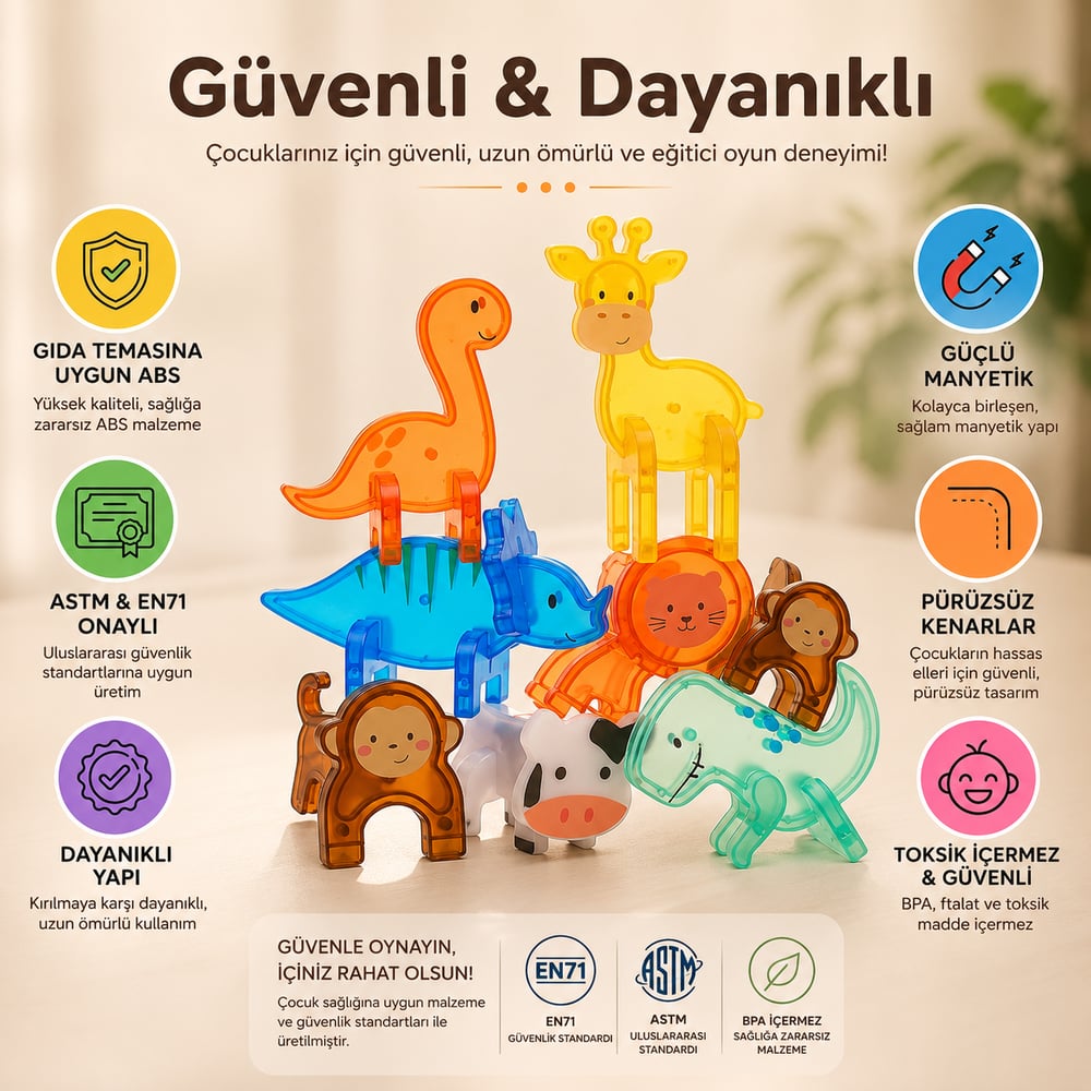 MagBlock Hayvan Figürleri | Manyetik Oyuncak ve STEM Destekli Eğitici Oyun Seti