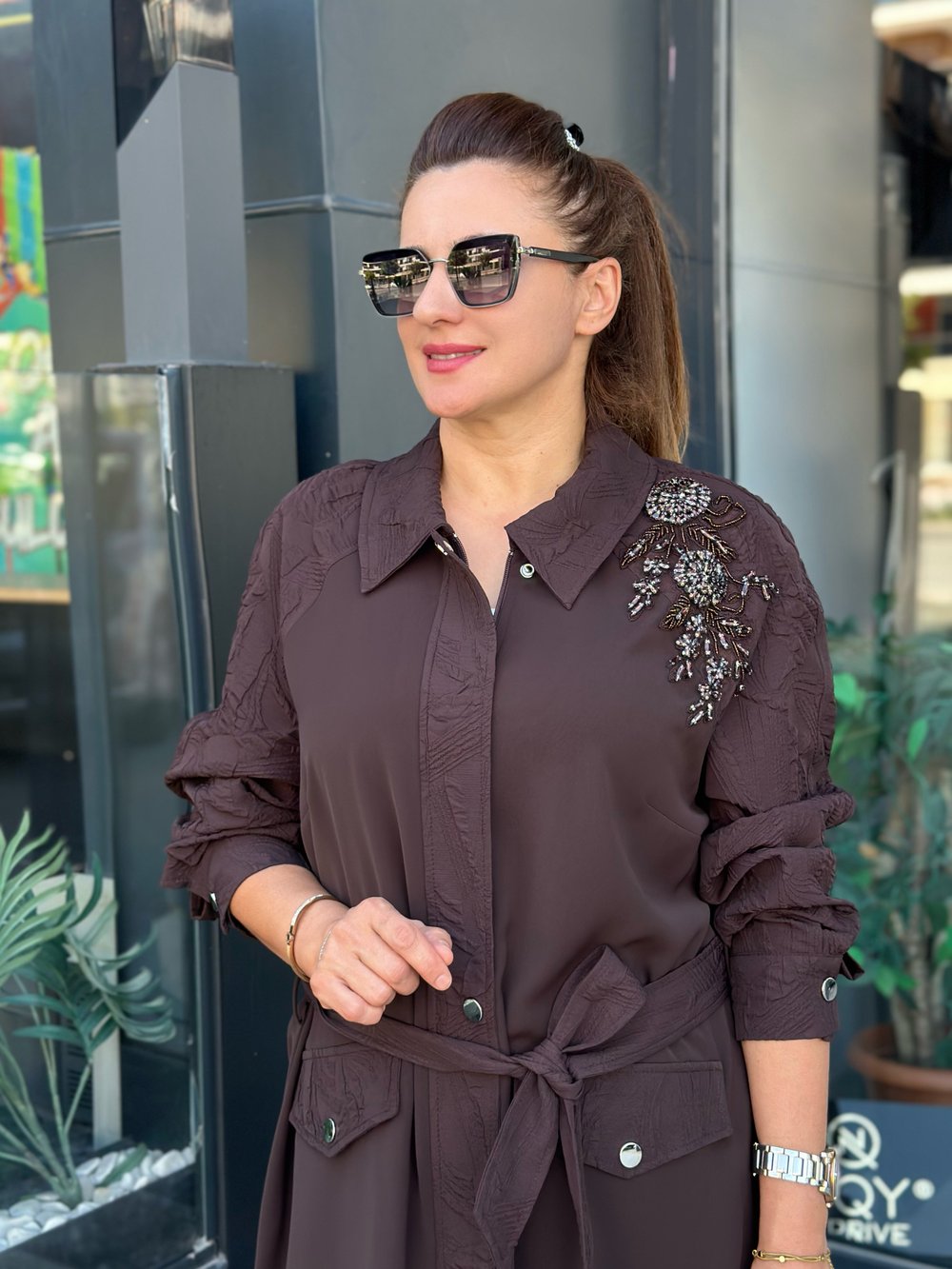 MÜSEMMA KAPİTONE KOL DETAYLI AYÇA TAKIM