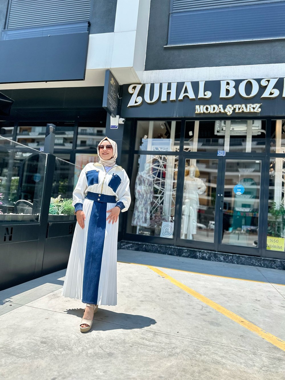 Oysho Kumaş Kot Detaylı İkili Etekli Takım Ekru