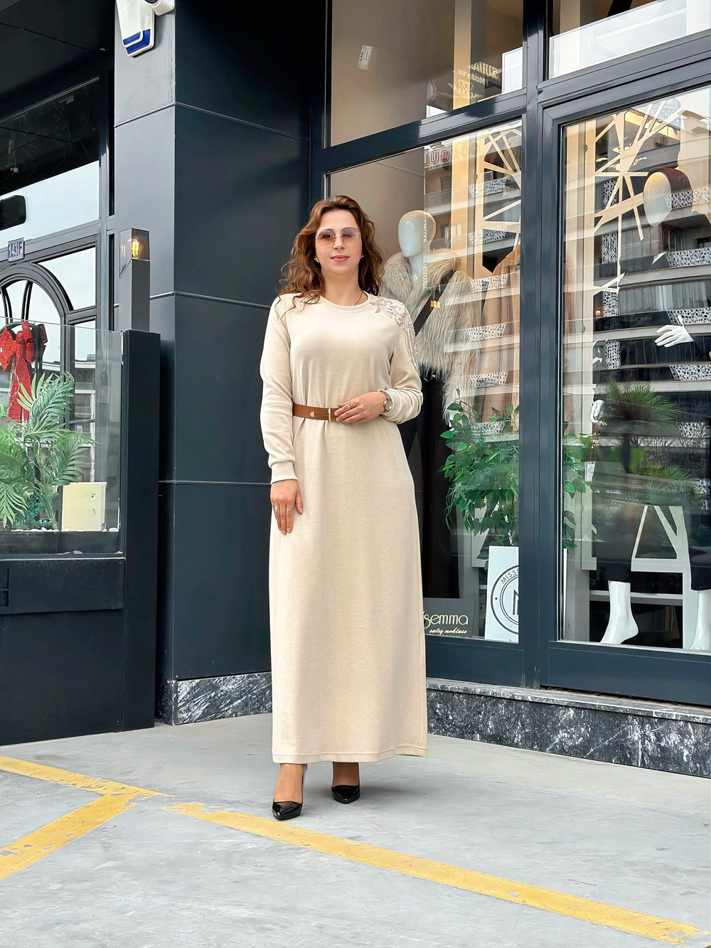 Şardonlu Modal Elbise
